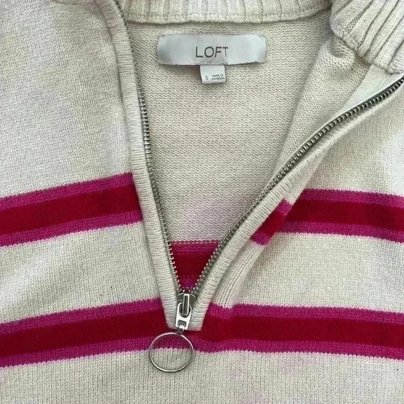 Loft Quarterzip Pink Red and Cream - Picture 4 of 5